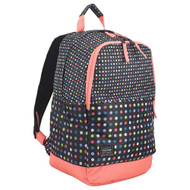 Eastsport Backpack 17" Black & Coral Polka Dot Backpack, Tech Sleeve School Bag