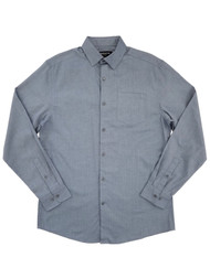 Mens Blue Herringbone Stretch Long Sleeve Button-Front Shirt Small