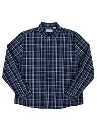 Mens Navy Blue Plaid Long Sleeve Button-Front Shirt X-Large