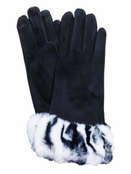 Womens Black & White Zebra Print Stretch Fit Texting & Tech Touchscreen Gloves