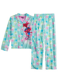 Girls Trolls Poppy Cloud Catch Your Color Button Up Pajamas Sleep Set 4