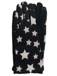 Womens Black & White Star Print Stretch Fit Texting & Tech Touchscreen Gloves