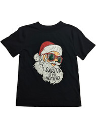 Boys Black Santa Is My Home Boy T-Shirt Santa Shutter Shades Christmas Shirt