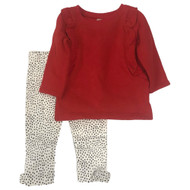 Carters Infant Girls Red Ruffled Sweatshirt & Dot Legging Outfit