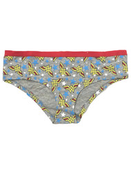 Womens Gray DC Star Wonder Woman Super Hero Logo Brief Underwear Panties