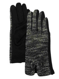 Womens Black Tweed Bow Stretch Fit Texting & Tech Touchscreen Gloves