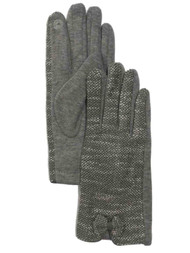 Womens Gray Tweed Bow Stretch Fit Texting & Tech Touchscreen Gloves
