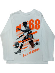 Boys White #68 Basketball Long Sleeve Shirt Ball Or Nothing T-Shirt Small 5/6
