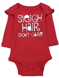 Infant Girls Red Sleigh Hair Don't Care Christmas Creeper Bodysuit 24m