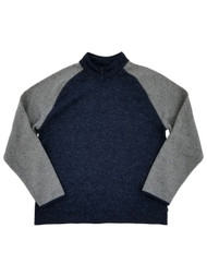 Mens Navy Blue & Gray Heather Long Sleeve Quarter Zip Sweatshirt XXL