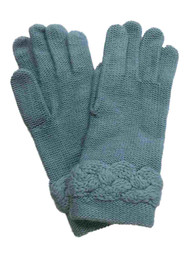 Womens Blue Rope Knit Gloves Aqua