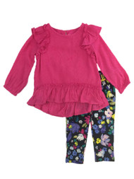Infant & Toddler Girls Pink Ruffled Tunic Shirt & Colorful Floral Leggings