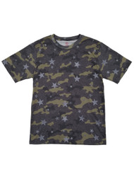 Mens Dark Gray Heather Camouflage Stars Americana Patriotic T-Shirt