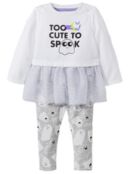 Infant Girls White Ghost Halloween Outfit Too Cute To Spook Tutu Shirt