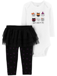 Carters Infant Girls White Daddy's Under My Spell Halloween Tutu Outfit Set