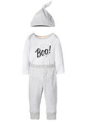 Infant Girls Boys White Ghost Halloween Outfit Set Striped Pants Set