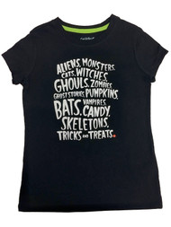 Girls Black Tricks & Treats Halloween T-Shirt Ghost Stories Tee Shirt