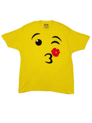 Mens Yellow Kissing Face Emoji Graphic T-Shirt Halloween Tee