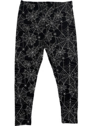 Junior Womens Black Velvet Skeleton Boo Skull Halloween Holiday Leggings XXL