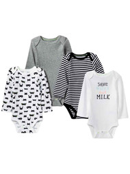 Infant  Boys & Girls White Save Water Drink Milk Creeper Set Mask Bodysuit