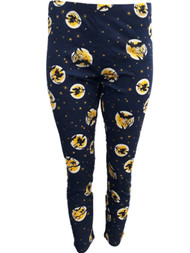 Junior Womens Navy Blue Full Moon Witch Cat Star Bat Halloween Holiday Leggings