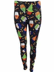 Junior Womens Black Monster Cupcakes Candy Corn Halloween Holiday Leggings