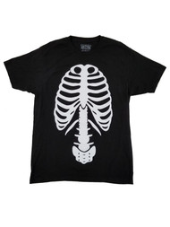 Mens Black Halloween Skeleton Graphic Costume T-Shirt