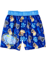 Toddler Boys Blue Puppy Dog Pals Swim Trunks Bone & Paw Print Board Shorts