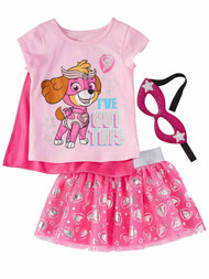 Paw Patrol Toddler Girls I've Got This Skye Outfit T-Shirt Skirt Mask & Cape 2T