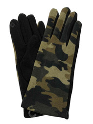 Womens Green Camo Stretch Fit Texting & Tech Touchscreen Gloves Camouflage