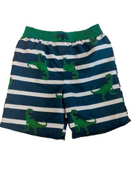 Toddler Boys Blue Striped T-Rex Dino Swim Trunks Dinosaur Board Shorts