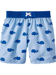 Infant Boys Blue Swim Trunks Playful Whale Board Shorts