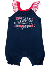 Infant Girls Patriotic Little Miss Independent Baby Romper Americana Outfit