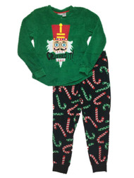 Womens Green Fleece Nutcracker Holiday Pajamas Christmas Candy Sleep Set