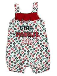 Infant Girls Patriotic Star Spangled Cutie Romper 4th of July Outfit