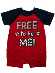 Infant Boys Patriotic Baby Romper Free To Be Me 4th of July Outfit Bodysuit