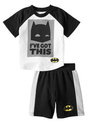 Batman Toddler Boys Outfit Black & White T-Shirt & Shorts Set Ive Got This 4T