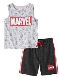The Avengers Toddler Boys Outfit Gray Tank Top Shirt & Black Shorts Set