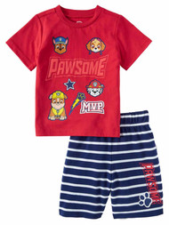 Paw Patrol Toddler Boys Puppy Dog Outfit T-Shirt & Shorts Set Chase MVP