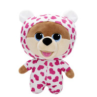 Cutelife Jiffpom Puppy Dog Plush 10" Stuffed Animal Pal, Heart Pajama Pomeranian