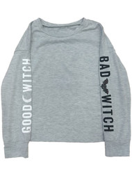 Girls Gray Good Witch Long Sleeve T-Shirt Bad Witch Halloween Tee