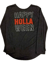 Girls Gray Flip Sequins Happy Halloween Long Sleeve T-Shirt Sparkle Tee Shirt