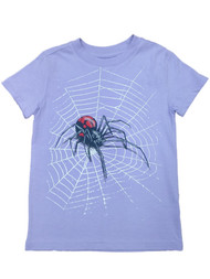 Girls Purple Spider Halloween T-Shirt Spiderweb Short Sleeve Shirt