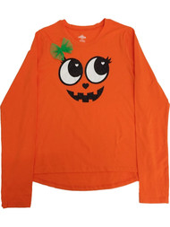 Girls Orange Glitter Jack O' Lantern Long Sleeve T-Shirt Halloween Tee Shirt XL