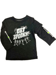 Infant Girls Gray Get Spooky Glow In The Dark Shirt Halloween T-Shirt