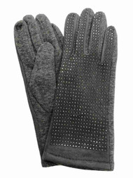 Womens Gray & Silver Rhinestone Stretch Fit Texting Tech Touchscreen Gloves