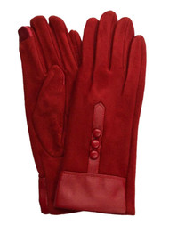 Womens Soft Red Button Stretch Fit Texting & Tech Touchscreen Gloves