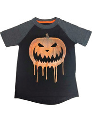Boys Black Bleeding Jack O' Lantern Halloween T-Shirt Glows Tee Shirt