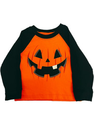 Toddler Boys Orange Jack O' Lantern Long Sleeve Shirt Halloween T-shirt