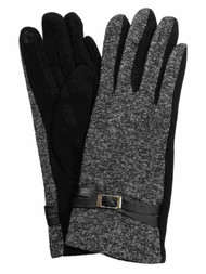 Womens Black & Silver Sparkle Soft Stretch Fit Texting & Tech Touchscreen Gloves